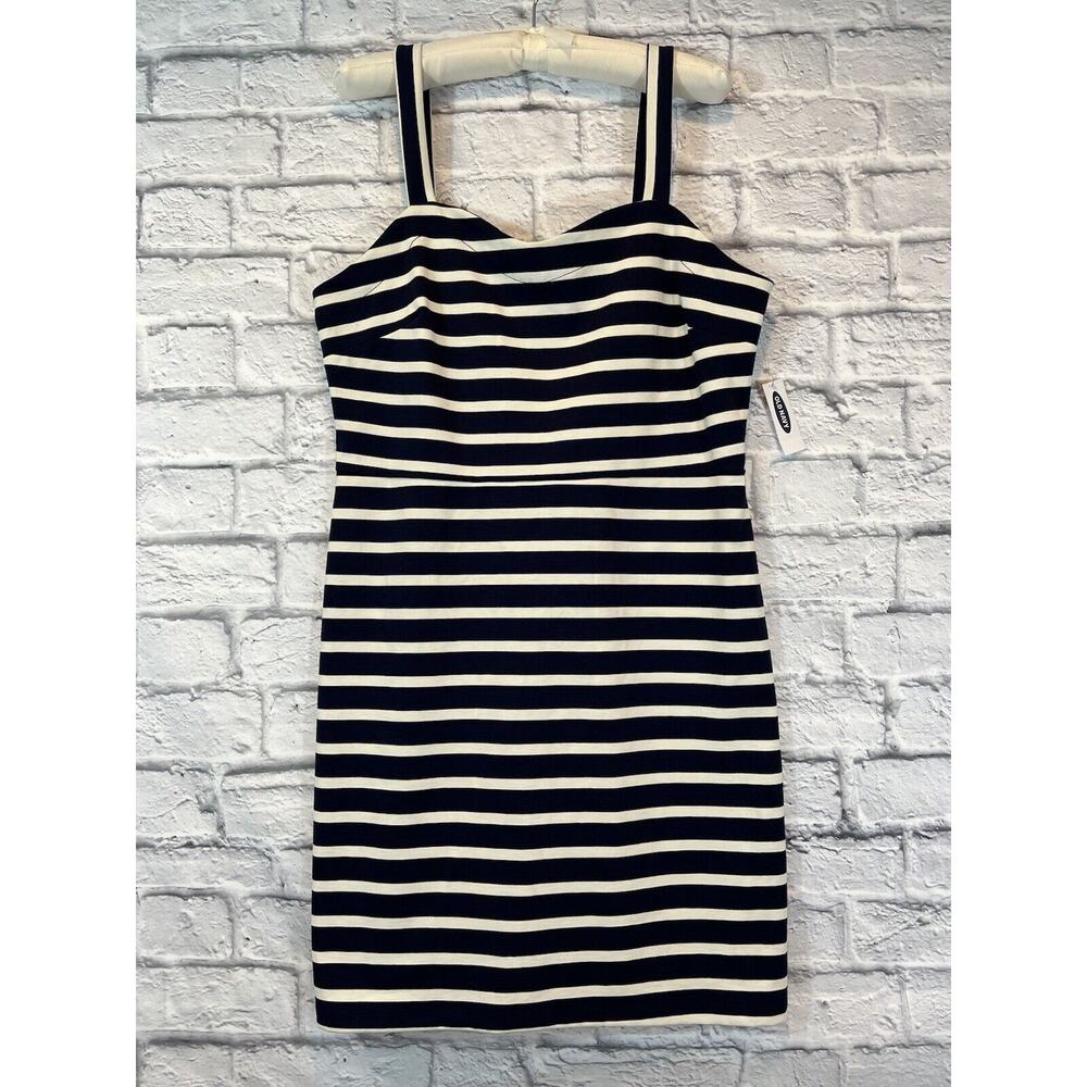 NWT Old Navy Tank Dress Striped Sleeveless Navy Blue white stripe Large A596